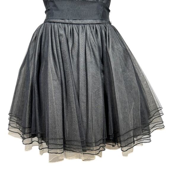 Vintage Y2K Betsey Johnson Tulle Strapless Dress 8 Black Cocktail Party Retro - Picture 4 of 9